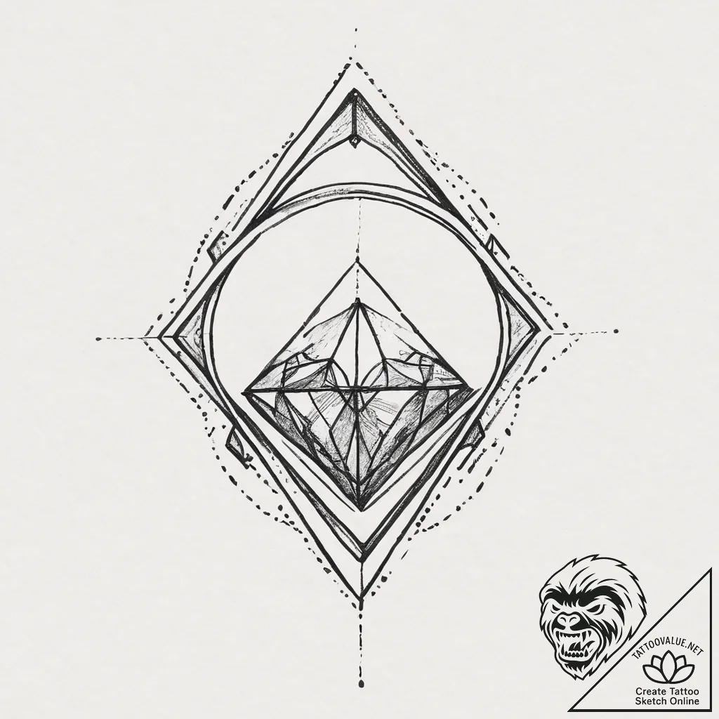 Tattoo sketch ring with a diamond, ink illust... - tattoo sketch (№1755879578_0, 22.08.2025 16:19) — tattoovalue.net