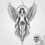 Tattoo sketch angel with sword, tattoo flash… – tattoo sketch (№1755881778_0, 22.08.2025 16:56) — tattoovalue.net