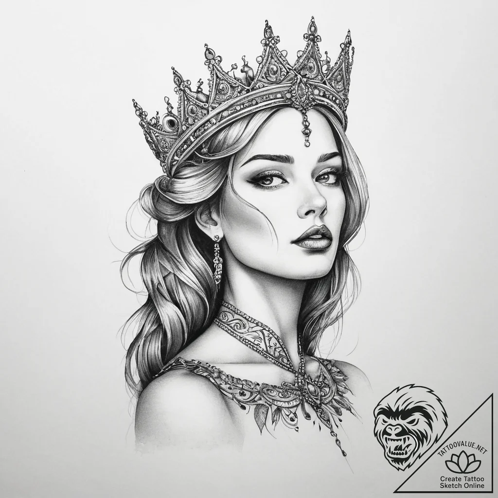 Tattoo sketch queen - tattoo sketch (№1755882389_0, 22.08.2025 17:06) — tattoovalue.net