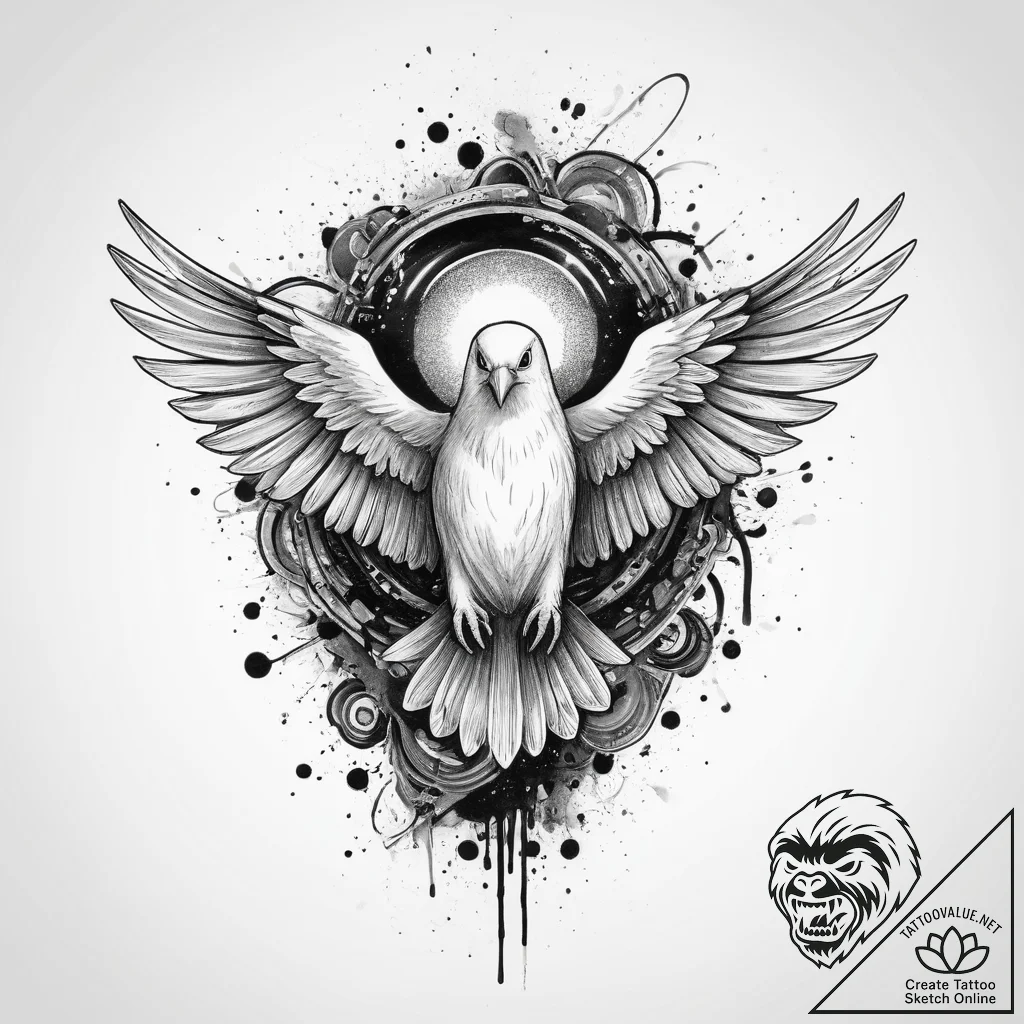 Tattoo sketch holy ghost, ink illustration fo... - tattoo sketch (№1755883383_0, 22.08.2025 17:23) — tattoovalue.net