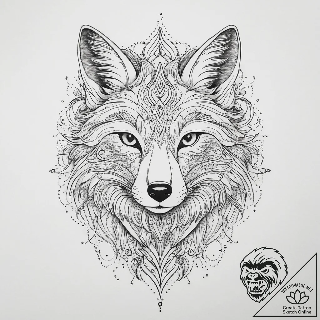 Tattoo sketch узор в виде лисы, artistic tatt... - tattoo sketch (№1755883788_0, 22.08.2025 17:29) — tattoovalue.net