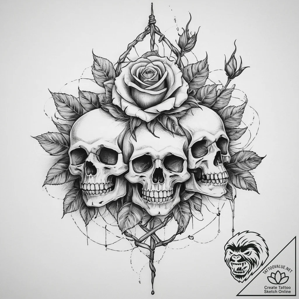 Tattoo sketch barbed wire tattoo, ink illustr... - tattoo sketch (№1755883988_0, 22.08.2025 17:33) — tattoovalue.net