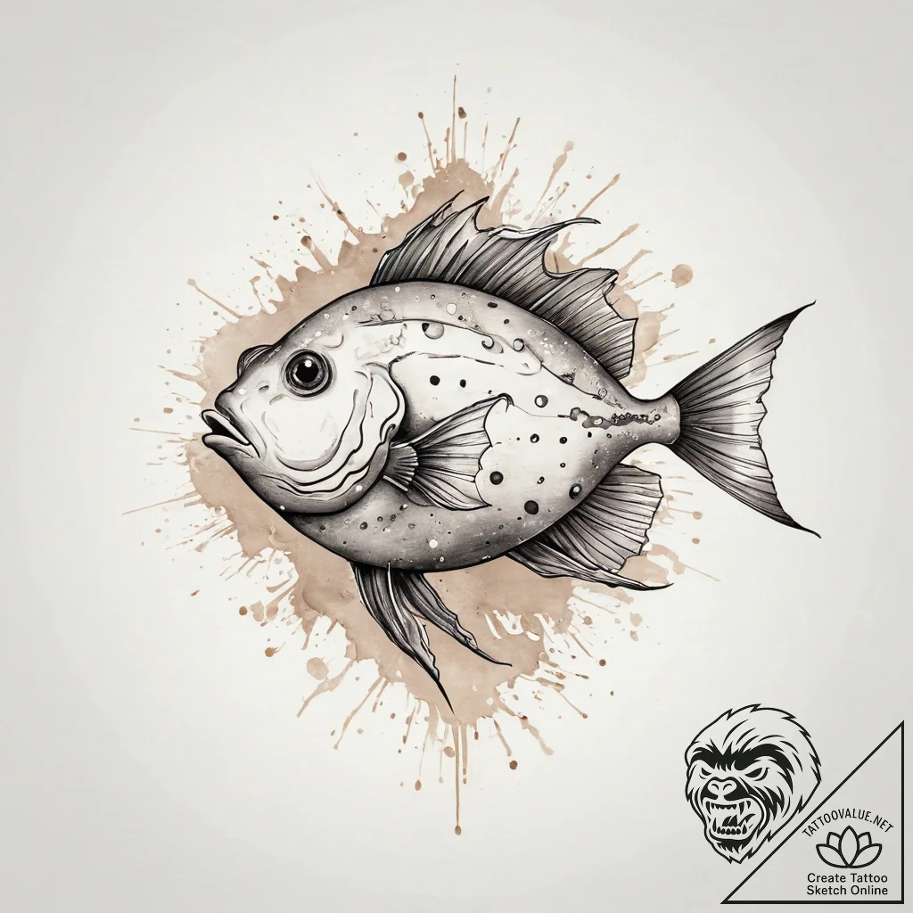 Tattoo sketch cowfish, ink illustration for t... - tattoo sketch (№1755884186_0, 22.08.2025 17:36) — tattoovalue.net