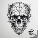 Tattoo sketch bio-mechanical череп – tattoo sketch (№1755884792_0, 22.08.2025 17:46) — tattoovalue.net