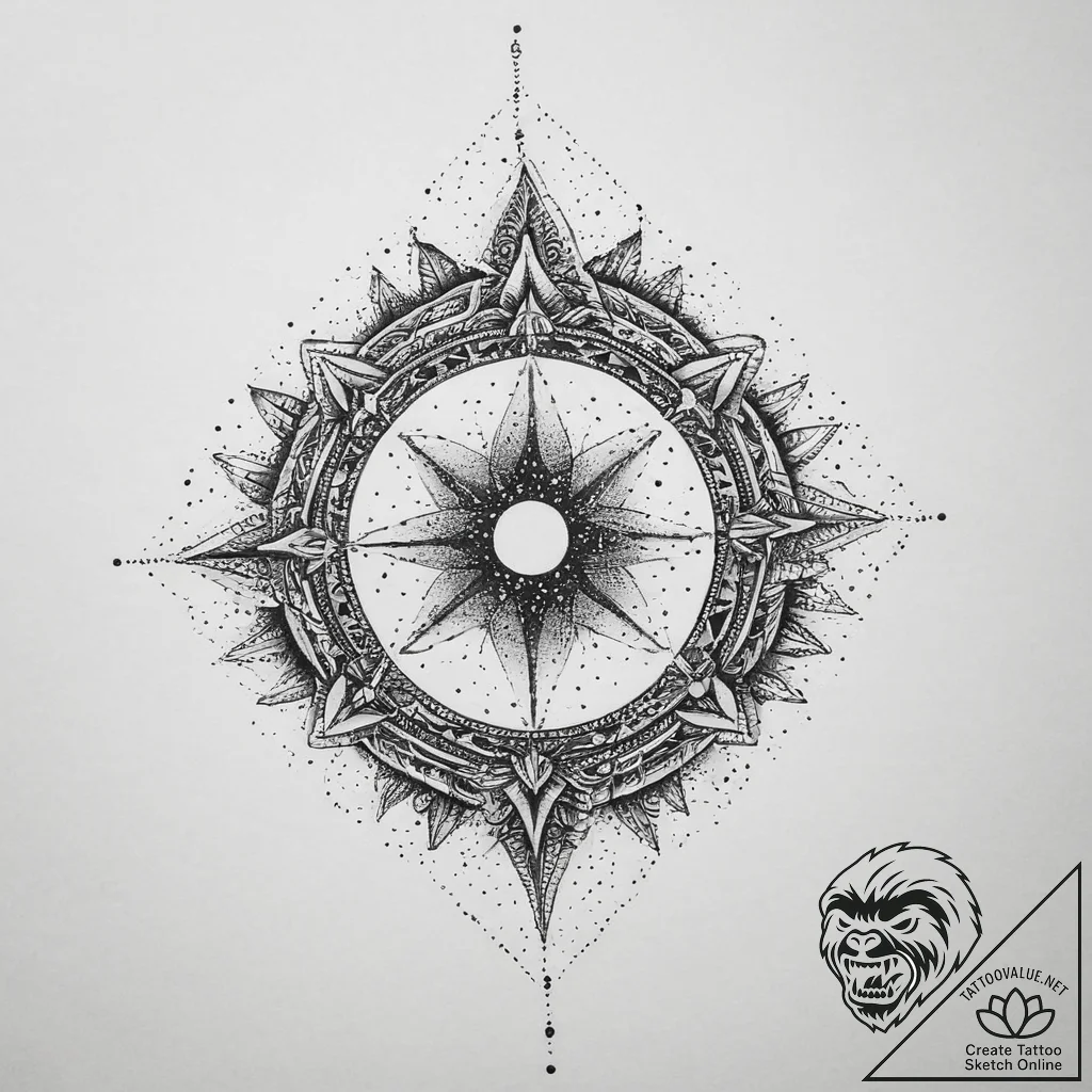 Tattoo sketch cosmic presence, ink illustrati... - tattoo sketch (№1755886396_0, 22.08.2025 18:13) — tattoovalue.net