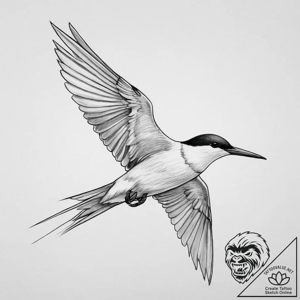Tattoo sketch tern, tattoo line art, bold out... - tattoo sketch (№1755886809_0, 22.08.2025 18:20) — tattoovalue.net