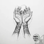 Tattoo sketch hands with a thread – tattoo sketch (№1755887406_0, 22.08.2025 18:30) — tattoovalue.net
