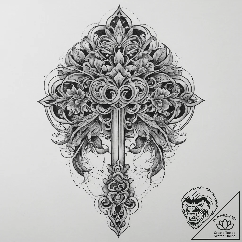 Tattoo sketch key, tattoo sketch design, soft... - tattoo sketch (№1755887803_0, 22.08.2025 18:36) — tattoovalue.net