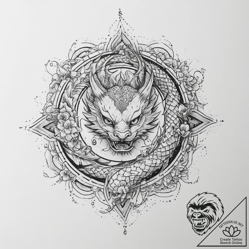 Tattoo sketch spiritual compass, tattoo line... - tattoo sketch (№1755889019_0, 22.08.2025 18:56) — tattoovalue.net