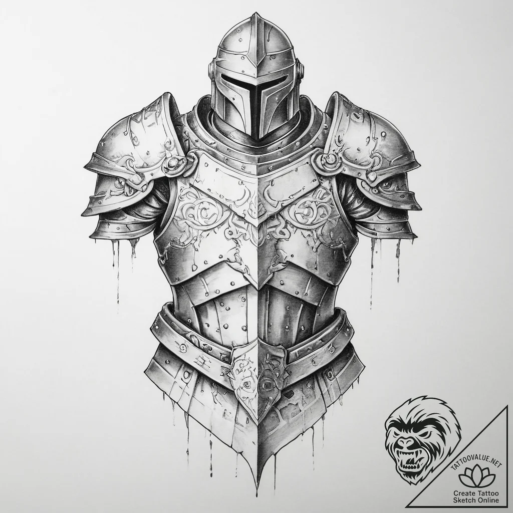 Tattoo sketch armor - tattoo sketch (№1755890223_0, 22.08.2025 19:17) — tattoovalue.net