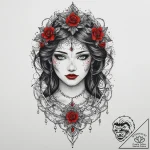 Tattoo sketch sacred portrayal, concept art f… – tattoo sketch (№1755890424_0, 22.08.2025 19:20) — tattoovalue.net