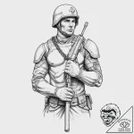 Tattoo sketch soldier with a chain, concept a… – tattoo sketch (№1755890627_0, 22.08.2025 19:23) — tattoovalue.net