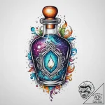 Tattoo sketch magic potion bottle, concept ar… – tattoo sketch (№1755891224_0, 22.08.2025 19:33) — tattoovalue.net