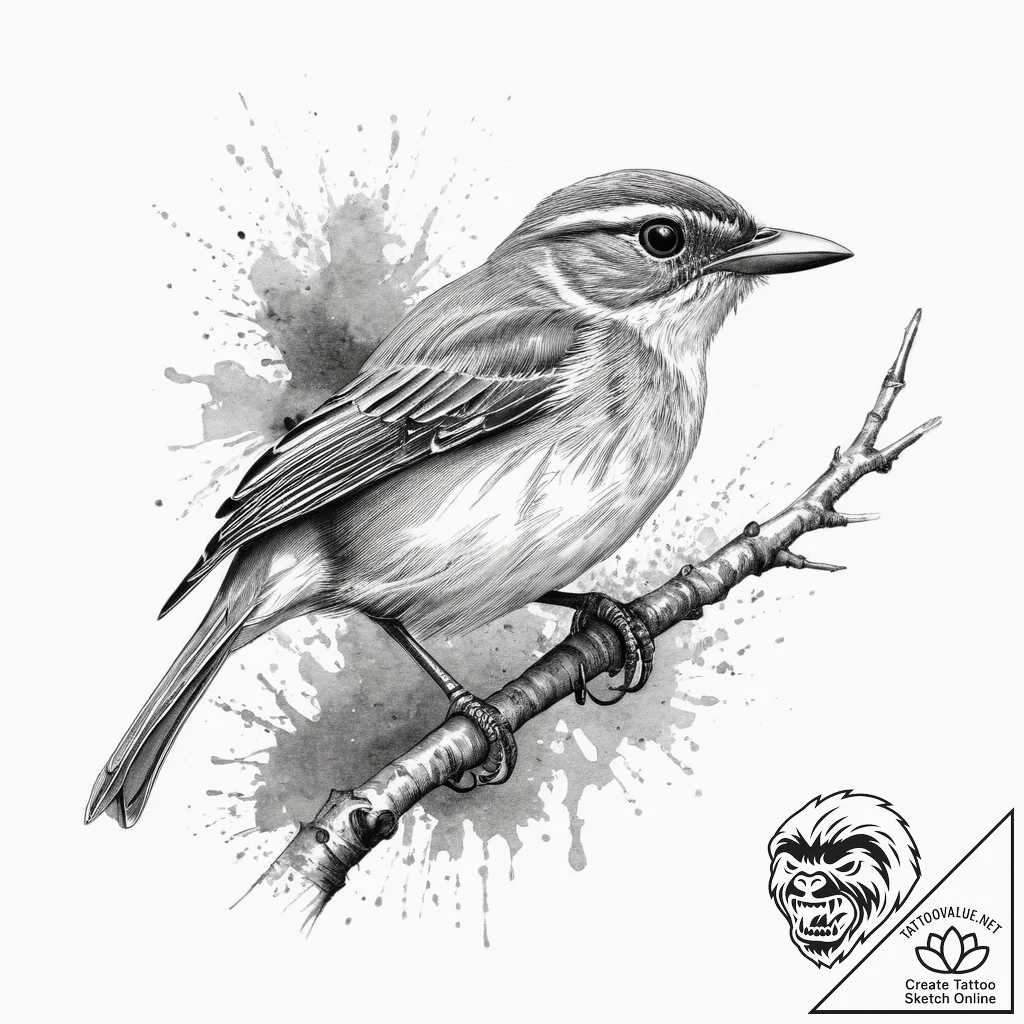 Tattoo sketch red-eyed vireo, ink illustratio... - tattoo sketch (№1755892042_0, 22.08.2025 19:47) — tattoovalue.net