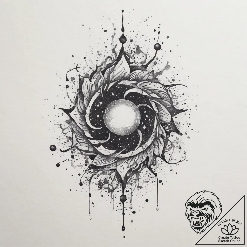 Tattoo sketch cosmic ground, artistic tattoo... - tattoo sketch (№1755893859_0, 22.08.2025 20:17) — tattoovalue.net