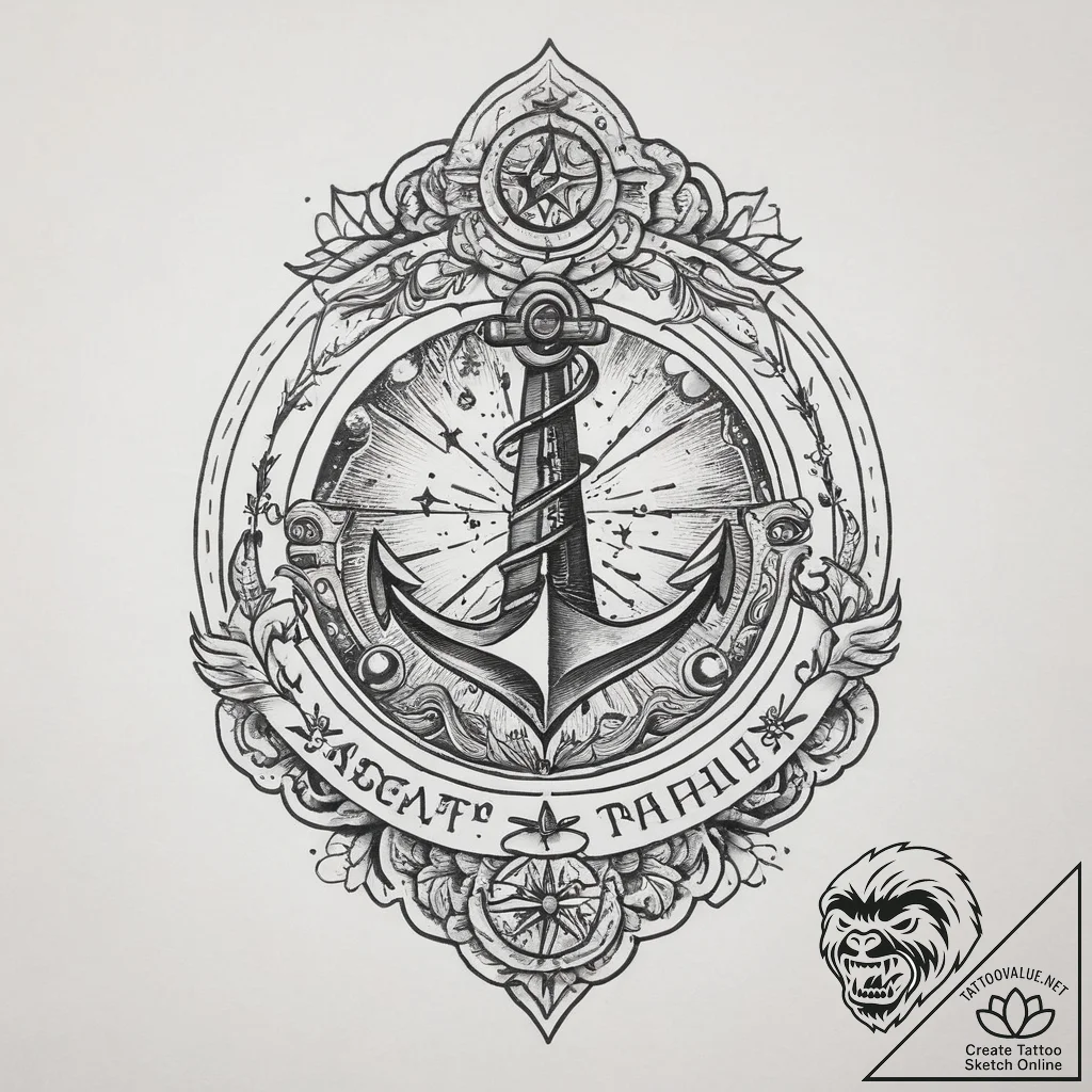 Tattoo sketch cosmic realm, tattoo line art,... - tattoo sketch (№1755894057_0, 22.08.2025 20:20) — tattoovalue.net