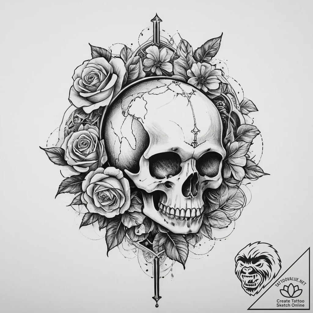 Tattoo sketch globe, tattoo flash sheet desig... - tattoo sketch (№1755894257_0, 22.08.2025 20:24) — tattoovalue.net