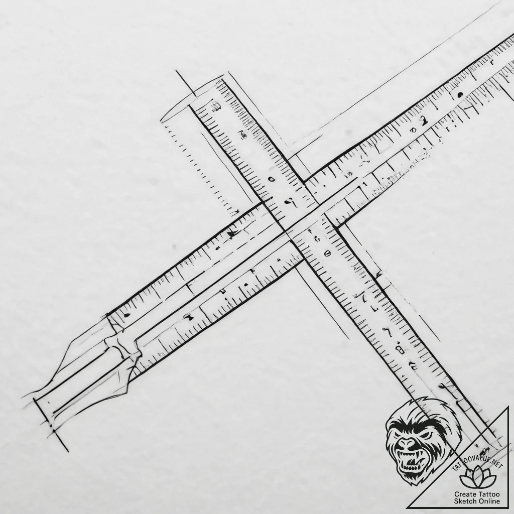Tattoo sketch ruler with a line - tattoo sketch (№1755894459_0, 22.08.2025 20:27) — tattoovalue.net