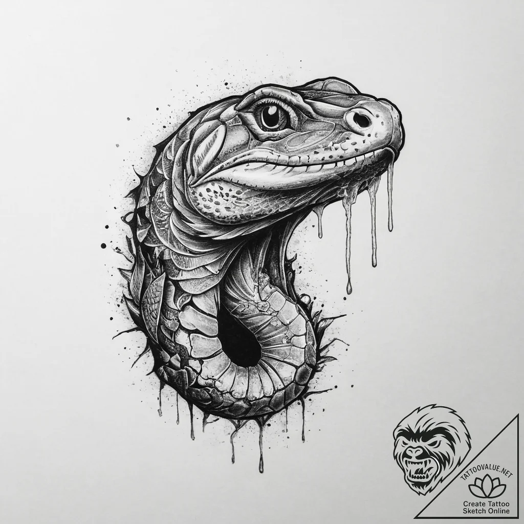 Tattoo sketch cottonmouth, ink illustration f... - tattoo sketch (№1755897433_0, 22.08.2025 21:17) — tattoovalue.net