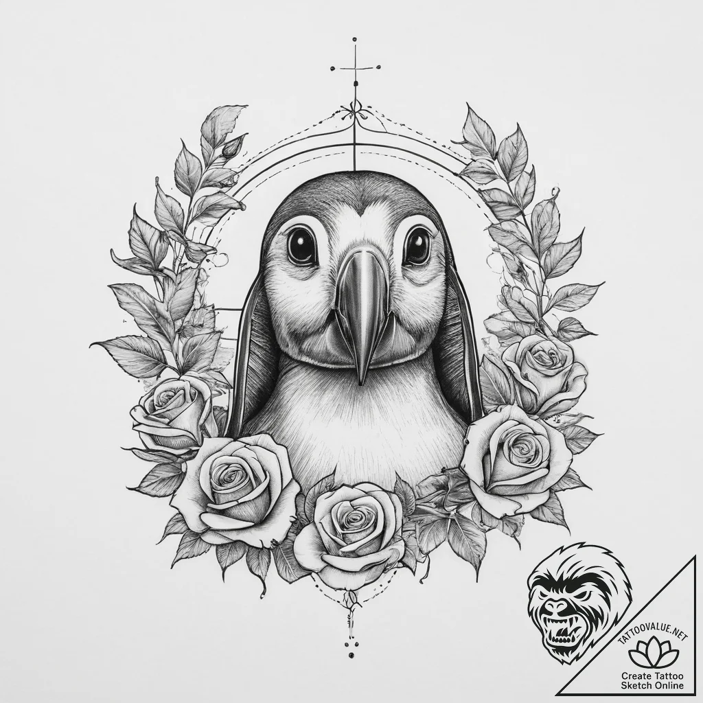 Tattoo sketch puffin, tattoo sketch design, c... - tattoo sketch (№1755898028_0, 22.08.2025 21:27) — tattoovalue.net