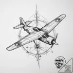 Tattoo sketch mystical plane – tattoo sketch (№1755898421_0, 22.08.2025 21:33) — tattoovalue.net