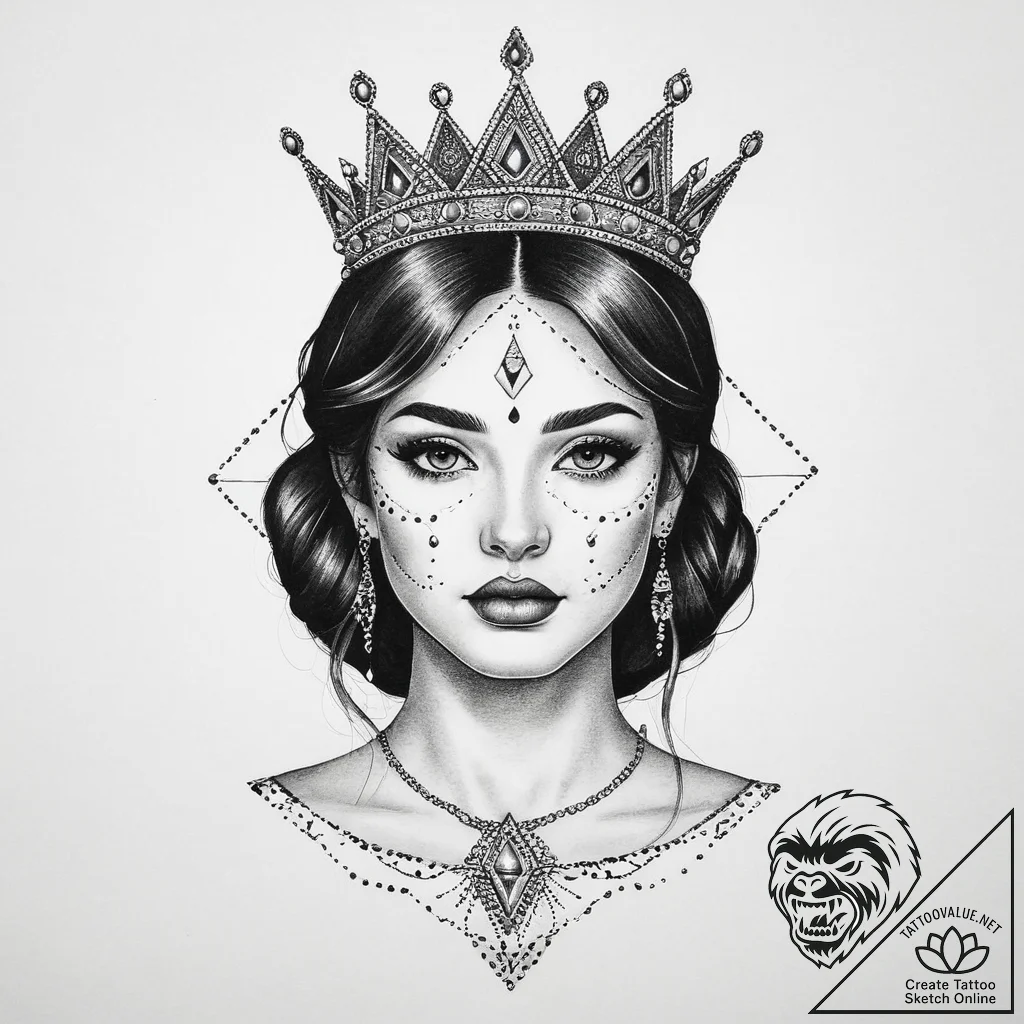 Tattoo sketch princess, artistic tattoo sketc... - tattoo sketch (№1755899415_0, 22.08.2025 21:50) — tattoovalue.net