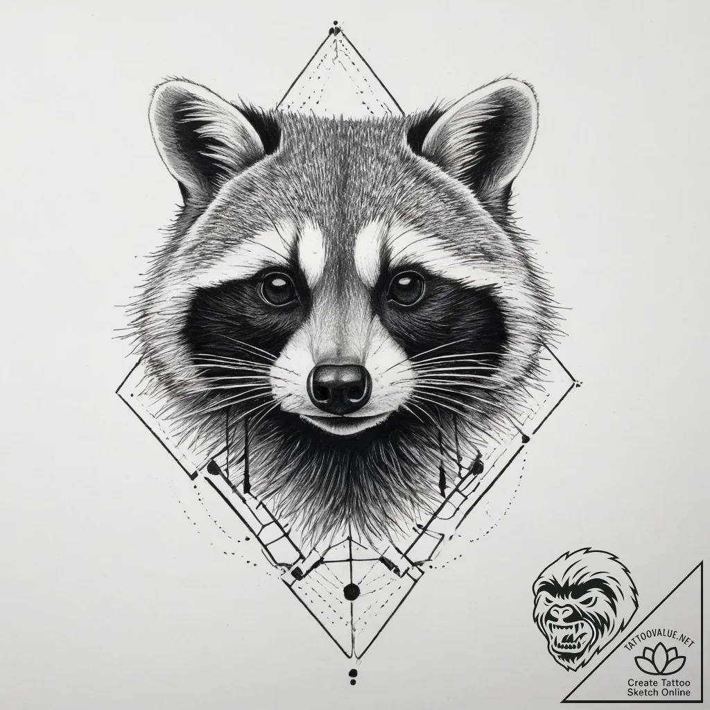 Tattoo sketch raccoon, concept art for tattoo... - tattoo sketch (№1755901189_0, 22.08.2025 22:19) — tattoovalue.net