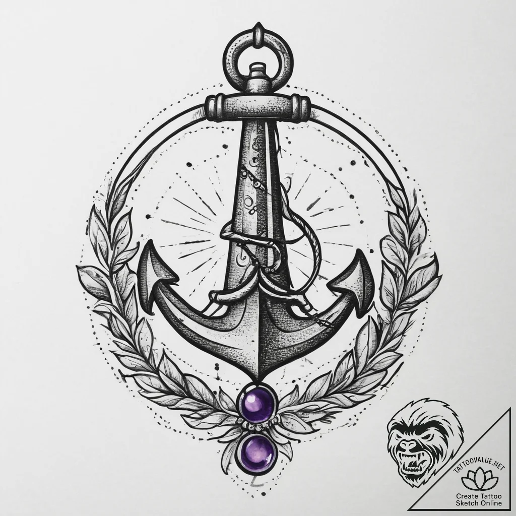 Tattoo sketch amethyst, concept art for tatto... - tattoo sketch (№1755901387_0, 22.08.2025 22:23) — tattoovalue.net