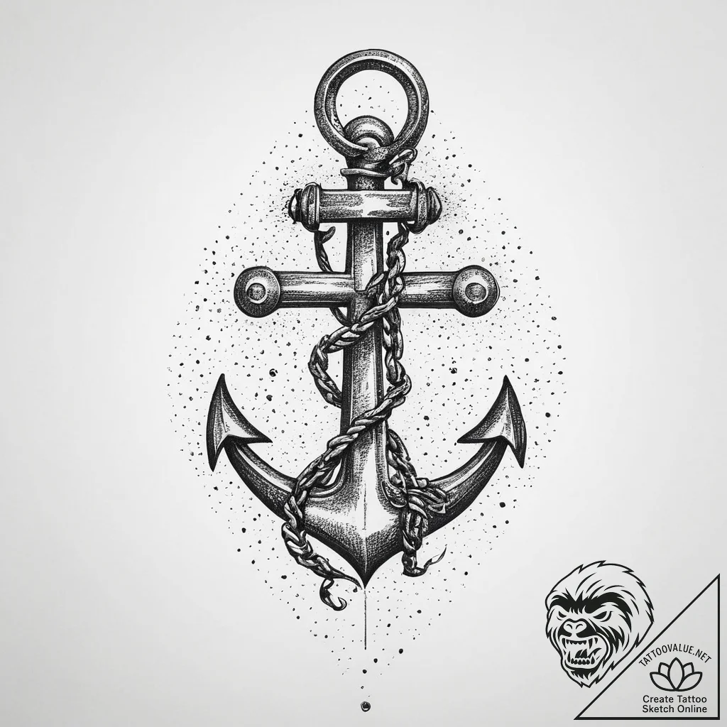 Tattoo sketch anchor, ink illustration for ta... - tattoo sketch (№1755902775_0, 22.08.2025 22:46) — tattoovalue.net