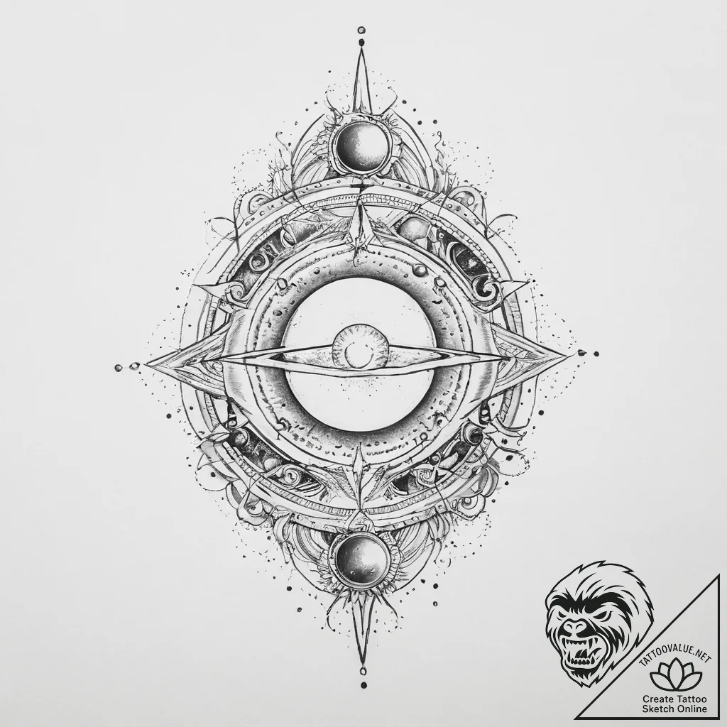 Tattoo sketch cosmic story - tattoo sketch (№1755904353_0, 22.08.2025 23:12) — tattoovalue.net