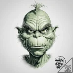 Tattoo sketch the grinch with a skin – tattoo sketch (№1755905732_0, 22.08.2025 23:35) — tattoovalue.net