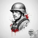 Tattoo sketch soldier with a brush, tattoo dr… – tattoo sketch (№1755906129_0, 22.08.2025 23:42) — tattoovalue.net