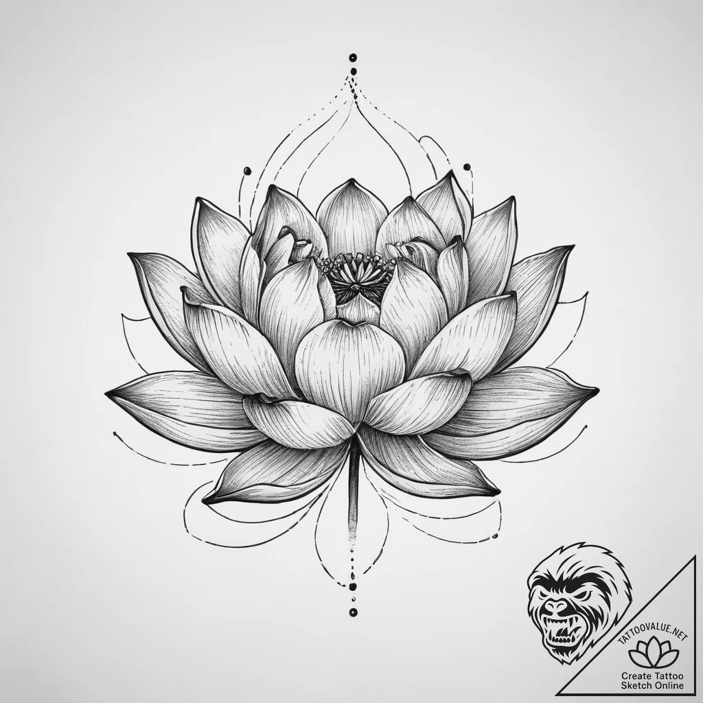 Lotus - tattoo sketch (№1755907377_0, 23.08.2025 00:02) — tattoovalue.net