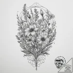 Wildflowers – neo traditional, muted color – tattoo sketch (№1755907794_0, 23.08.2025 00:09) — tattoovalue.net