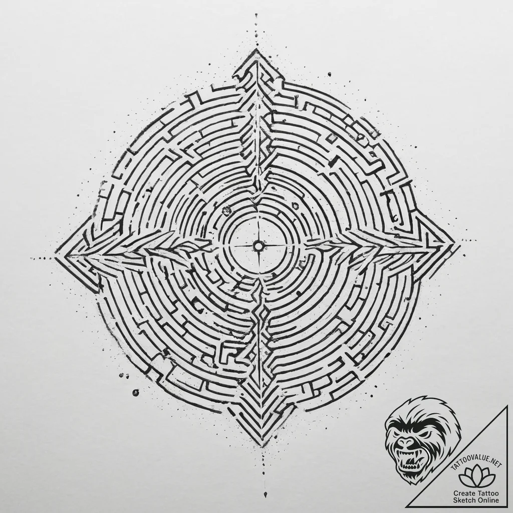 Tattoo sketch labyrinth, tattoo line art, dot... - tattoo sketch (№1755907908_0, 23.08.2025 00:11) — tattoovalue.net