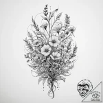 Wildflowers – neo traditional, soft edges – tattoo sketch (№1755907953_0, 23.08.2025 00:12) — tattoovalue.net