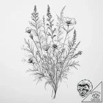 Wildflowers – minimalist composition – tattoo sketch (№1755908020_0, 23.08.2025 00:13) — tattoovalue.net
