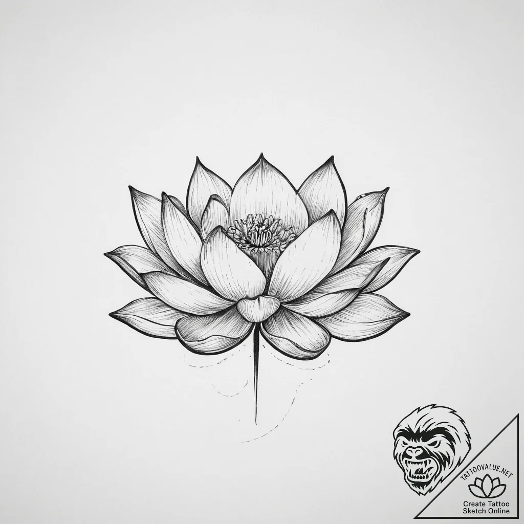 Lotus - minimalist composition - tattoo sketch (№1755908084_0, 23.08.2025 00:14) — tattoovalue.net