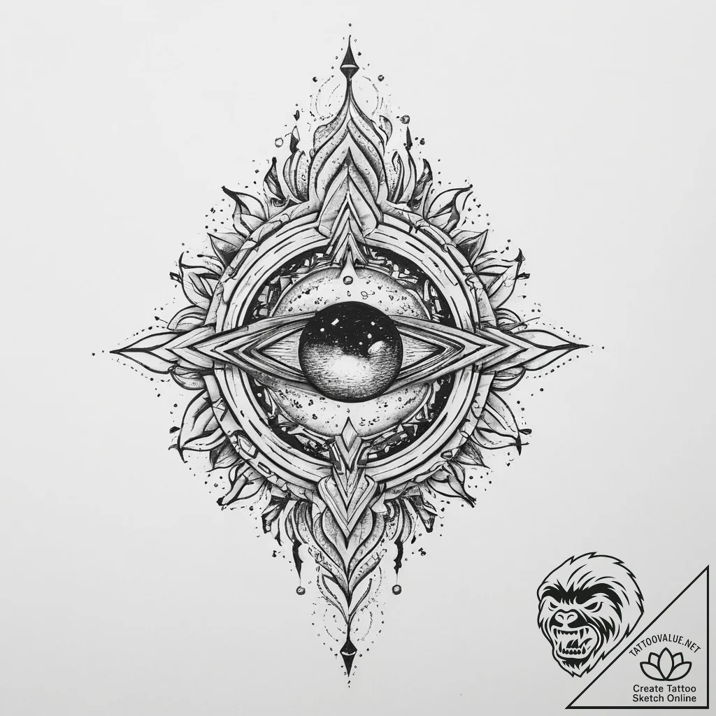 Tattoo sketch cosmic fount - tattoo sketch (№1755908519_0, 23.08.2025 00:21) — tattoovalue.net