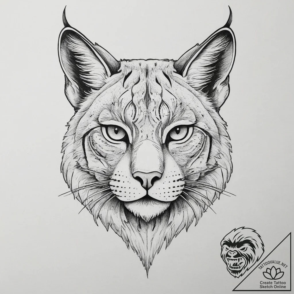 Tattoo sketch bobcat, tattoo sketch design, c... - tattoo sketch (№1755908719_0, 23.08.2025 00:25) — tattoovalue.net