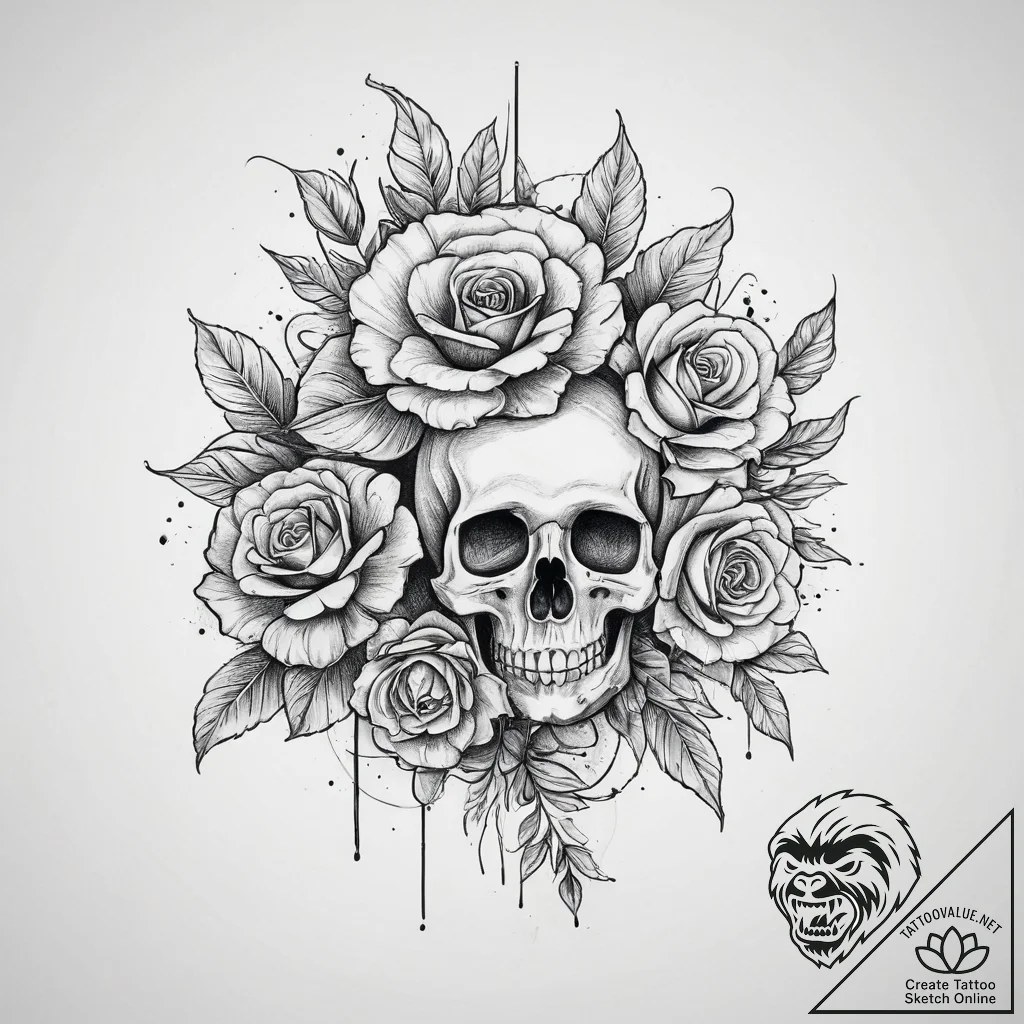 Tattoo sketch marigold flower, artistic tatto... - tattoo sketch (№1755909312_0, 23.08.2025 00:35) — tattoovalue.net