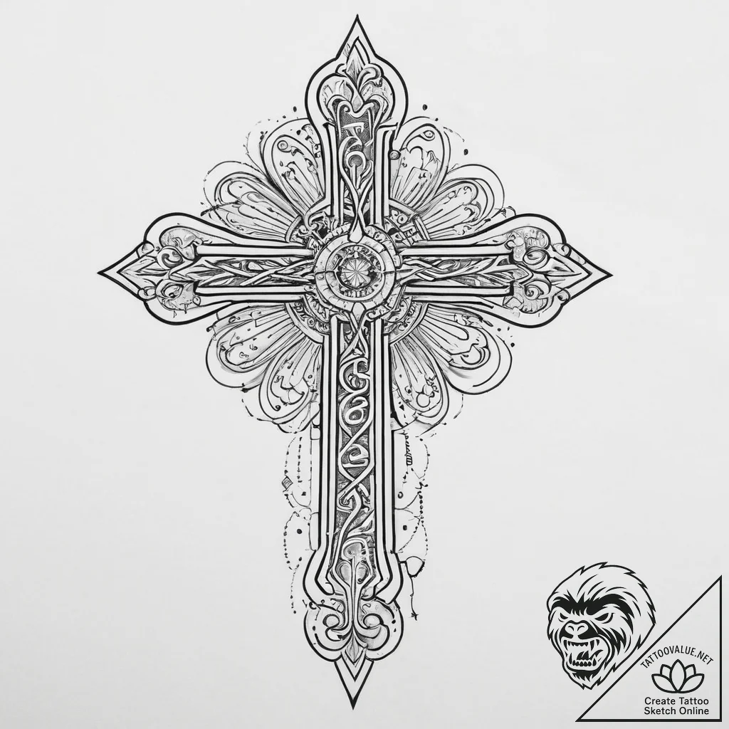 Tattoo sketch blessed lettering, tattoo flash... - tattoo sketch (№1755910501_0, 23.08.2025 00:55) — tattoovalue.net