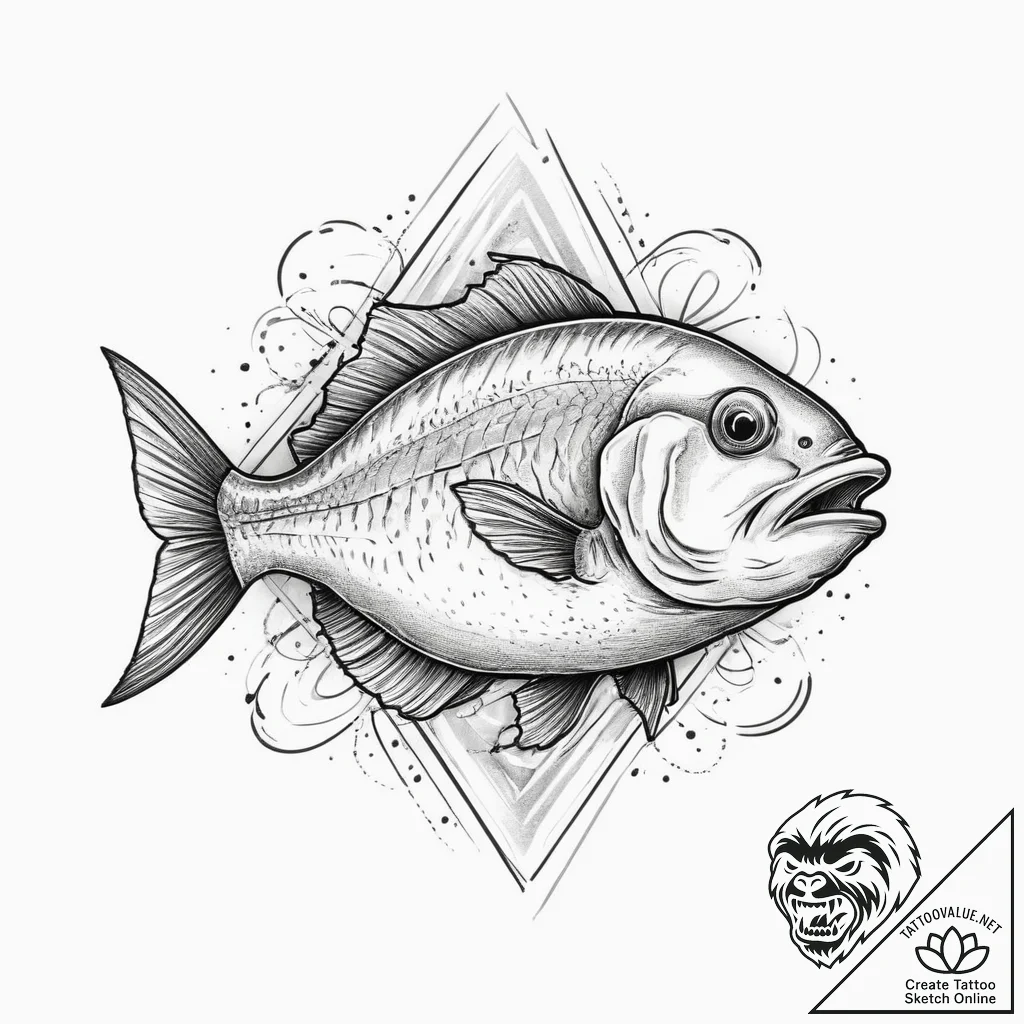 Tattoo sketch red-bellied piranha, artistic t... - tattoo sketch (№1755910702_0, 23.08.2025 00:58) — tattoovalue.net