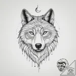 Tattoo sketch a wolf with a moon, tattoo sket… – tattoo sketch (№1755915097_0, 23.08.2025 02:11) — tattoovalue.net