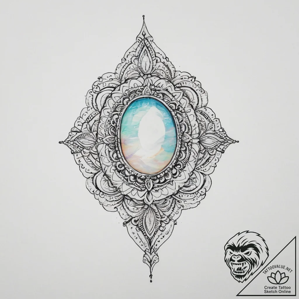 Tattoo sketch opal - tattoo sketch (№1755916084_0, 23.08.2025 02:28) — tattoovalue.net