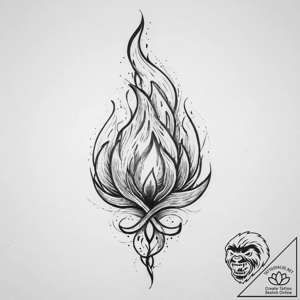 Tattoo sketch flame - tattoo sketch (№1755916476_0, 23.08.2025 02:34) — tattoovalue.net