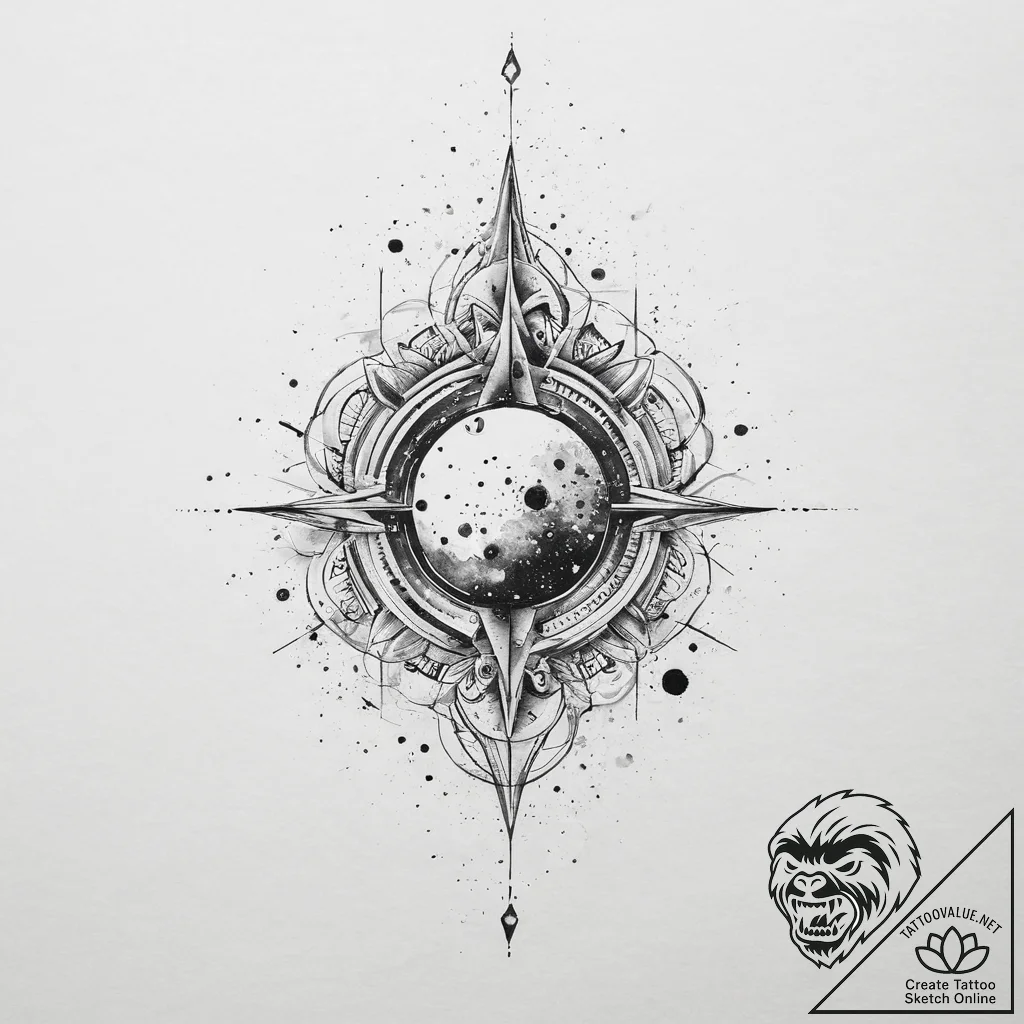 Tattoo sketch cosmic fable, tattoo line art,... - tattoo sketch (№1755917657_0, 23.08.2025 02:54) — tattoovalue.net