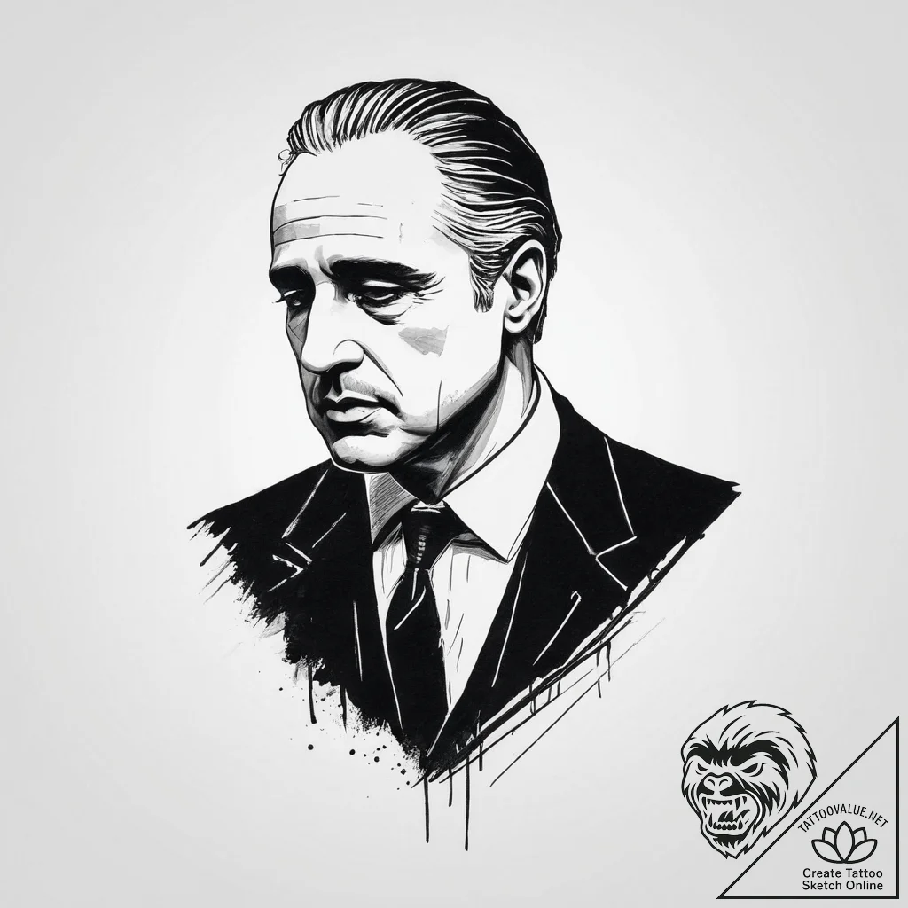 Tattoo sketch the godfather silhouette, tatto... - tattoo sketch (№1755918049_0, 23.08.2025 03:00) — tattoovalue.net