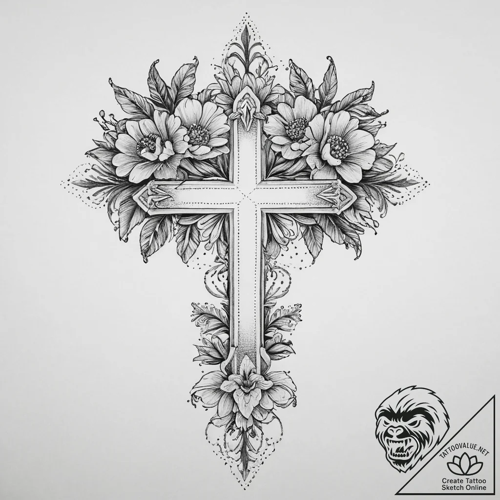 Tattoo sketch flower crown tattoo, ink illust... - tattoo sketch (№1755919428_0, 23.08.2025 03:23) — tattoovalue.net
