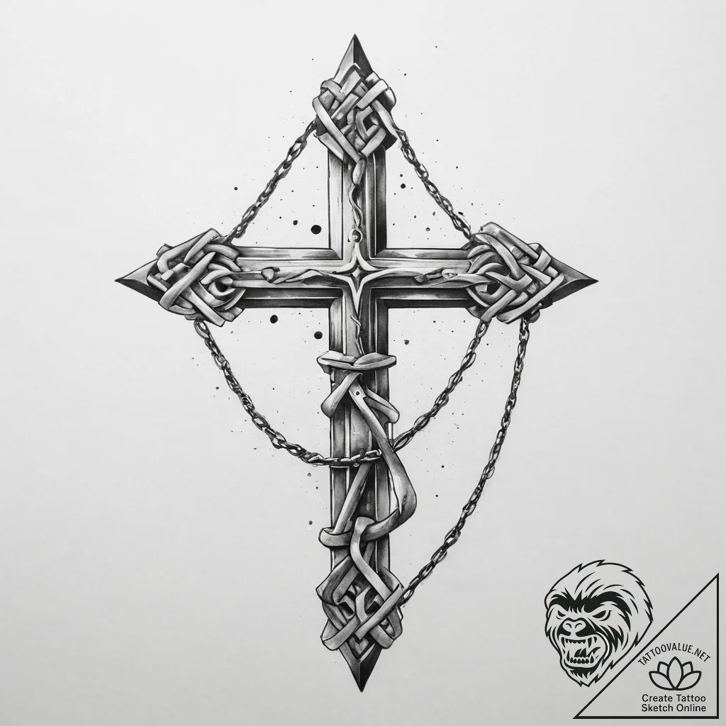 Tattoo sketch hands with a chain, tattoo sket... - tattoo sketch (№1755920020_0, 23.08.2025 03:33) — tattoovalue.net